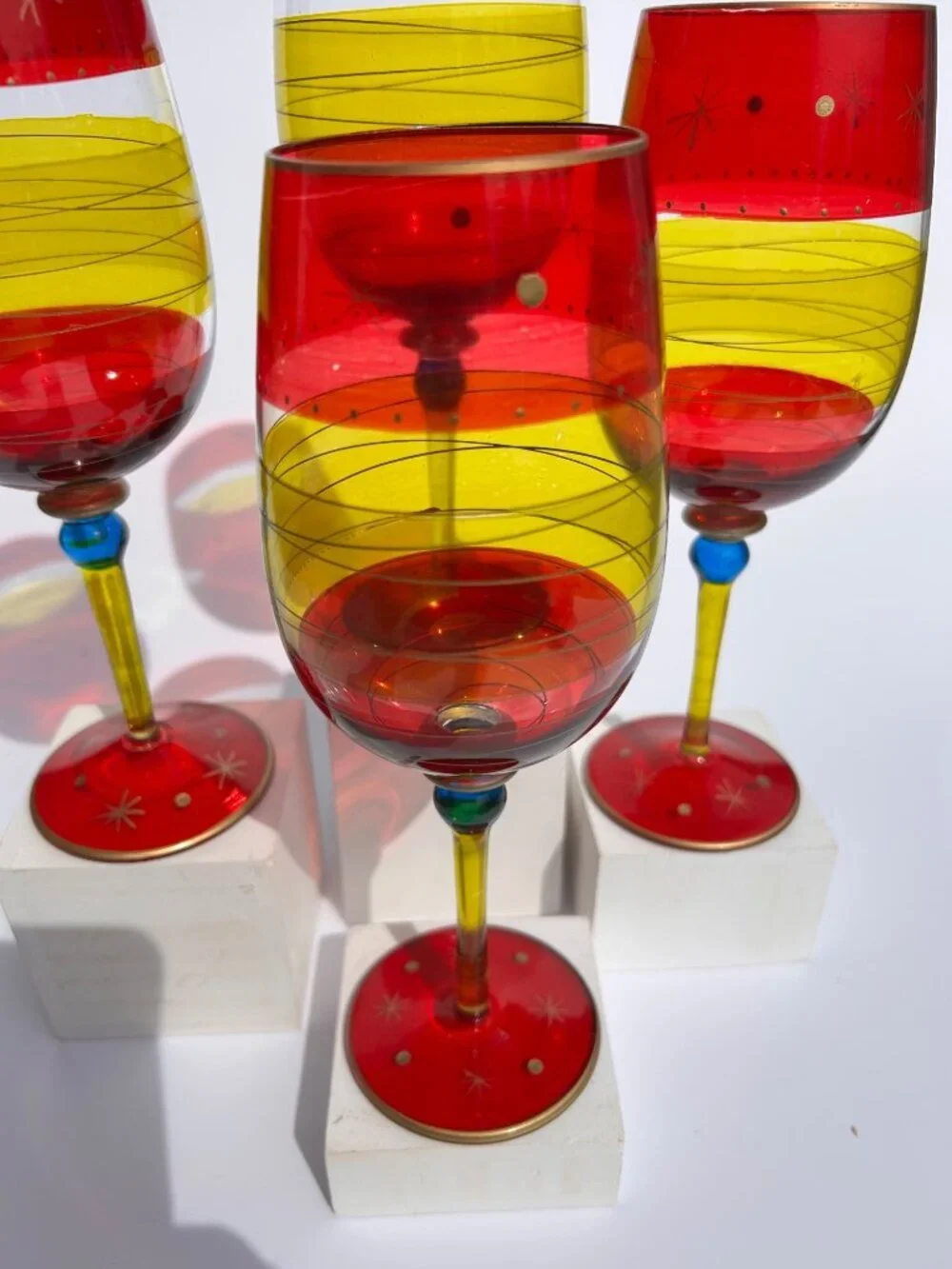 Vintage Pier 1 Festive Stripe Wine Glass.
